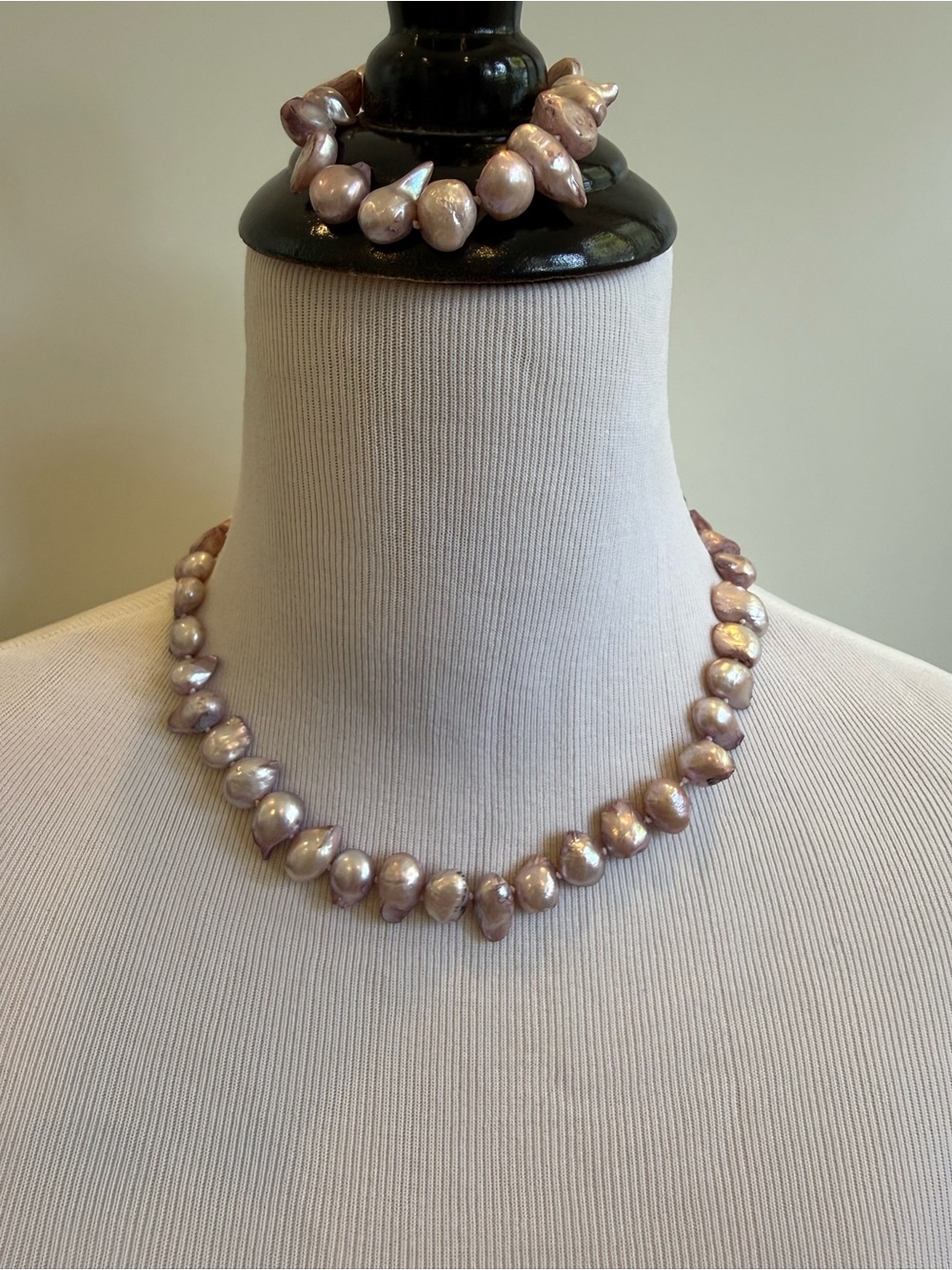 Iridescent Unicorn Purple Freshwater Pearl Necklace and Bracelet Set